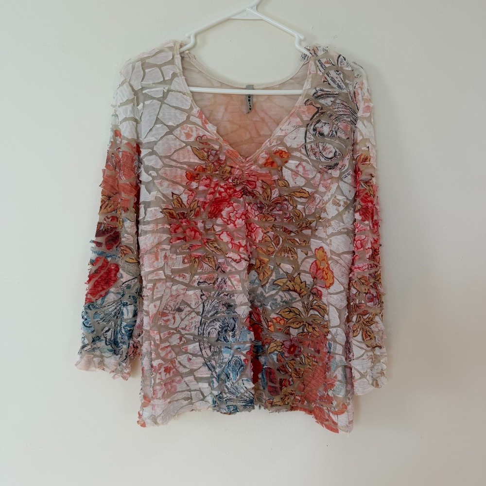Cubism Size XL Patchwork Long Sleeve Top Multicolor Fairy Grunge Artsy Eclectic‎ - Picture 9 of 13